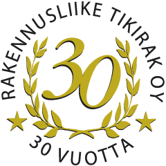 Tikirak30v_merkki-1 Rakennusliike Tikirak Oy 30 vuotta